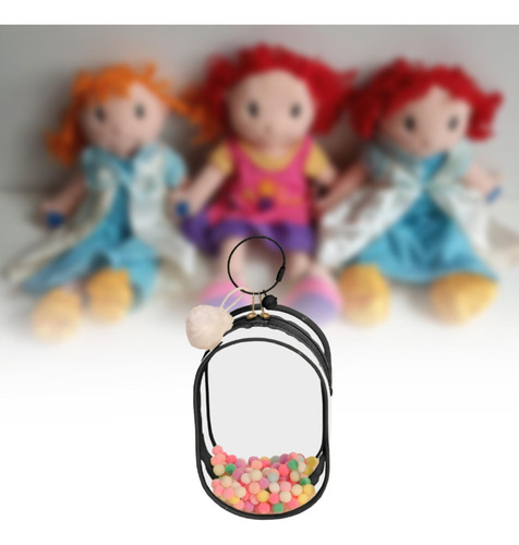 Estojo Para Figuras Minúsculas, Mini Bolsa Preto Com Bola