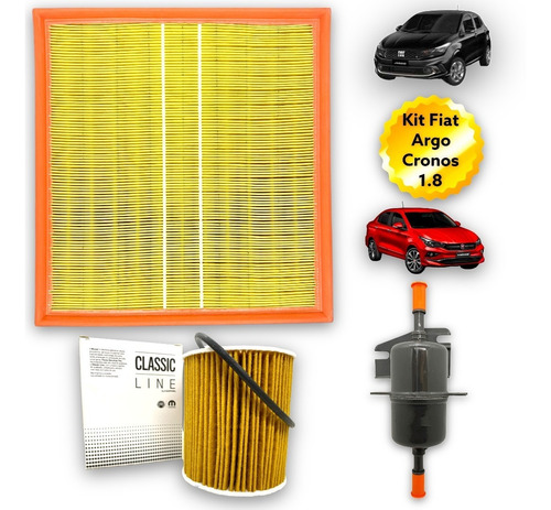 Kit 3 Filtros Aceite Aire Y Nafta Argo Cronos 1.8 Etorq 16v