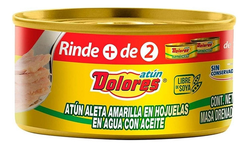 4 Pza AtĂșn Dolores Aleta Amarilla En Agua Con Aceite 295 G