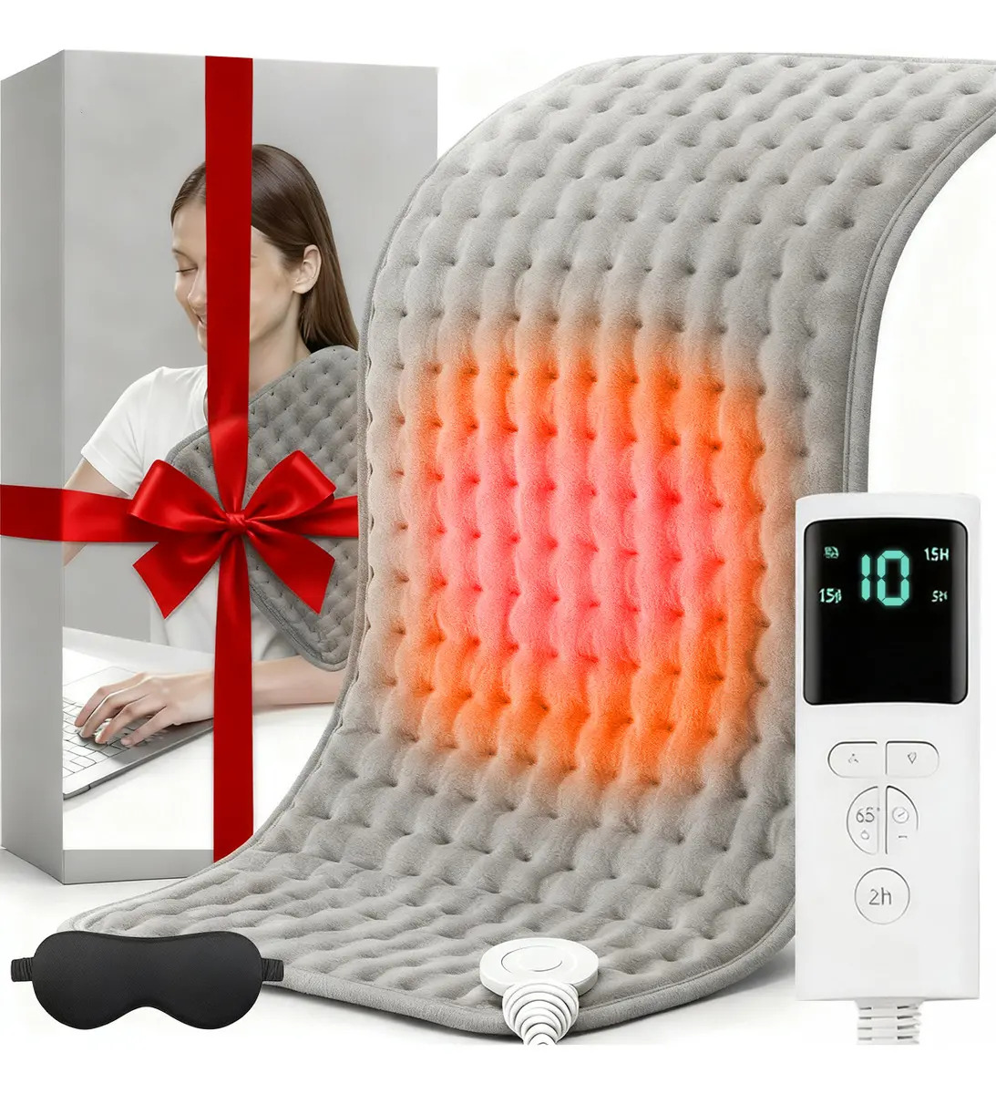 Manta Eléctrica de Fisioterapia para Alivio del Dolor con Franela Suave y Apagado Automático