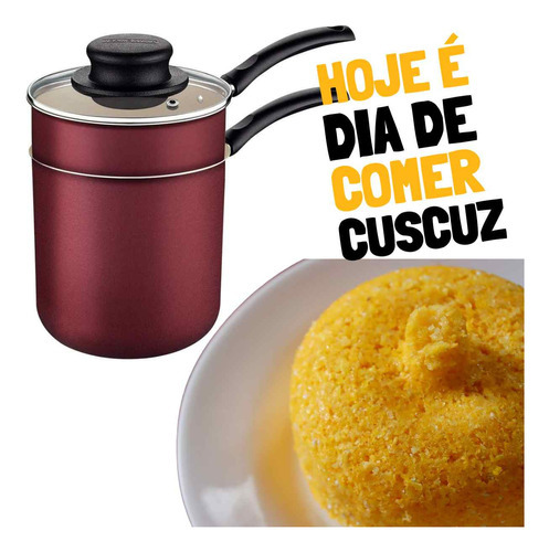 Cuscuzeira Com Antiaderente Turim Tramontina 10cm Vermelho