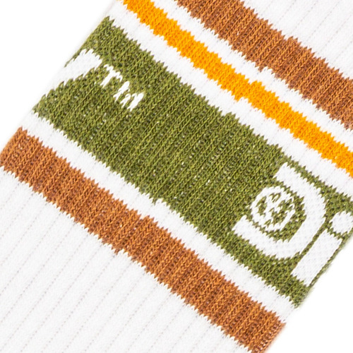 Calcetin Discovery - Striped Block Logo - Brown Oficial Blanco Rayas M