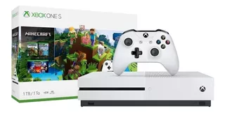 Microsoft Xbox One S 1TB Minecraft Bundle color blanco