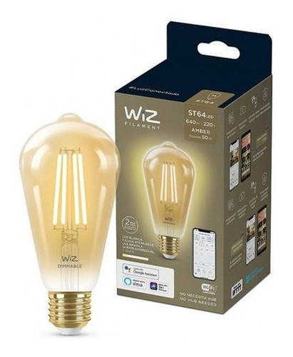 Lámpara Led Wiz Wifi Filamento Edison 6.9w E27 LG