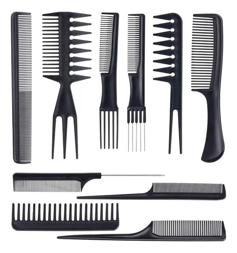 Set De 10 Peinetas Peines Profesionales, Peluquería Barbería