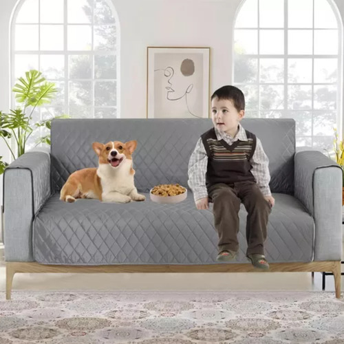 Funda de sofá impermeable gris de 2 plazas OWKUAN para futón, lavable y grueso protector de muebles