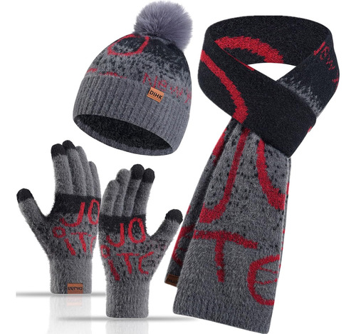 Conjunto De Gorro De Invierno, Bufanda Y Guantes Para Mujer,