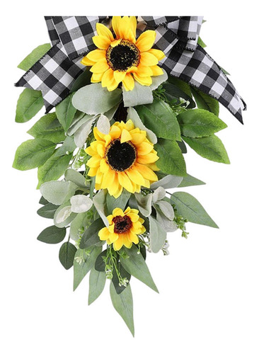 Swag De Girasol Para Puerta Principal, Corona De Girasol De
