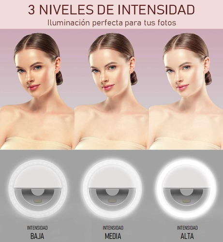 Aro De Luz Led Para Celular Recargable Usb Selfies