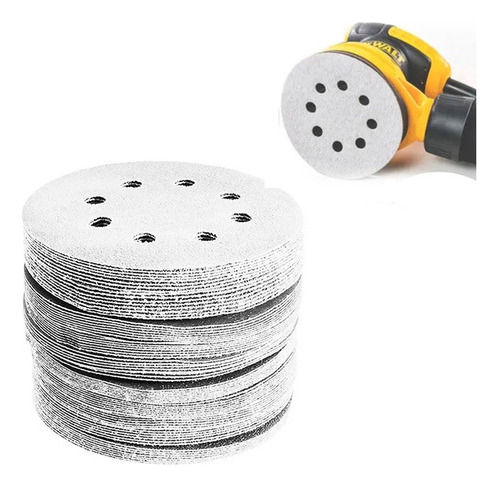 Kit 100 Disco De Lixa Velcro Branco 125mm Grão 120/320