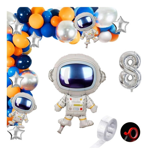 Pack De Globos Astronautas, Arco Orgánico Para Armar 