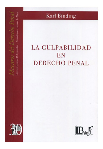 La Culpabilidad En Derecho Penal - Binding, Karl