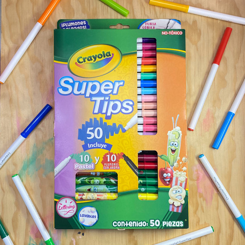 Plumones Supertips Crayola 30+10+10 Edicion Limitada 30 Brillantes 10 Pastel 10 Aroma