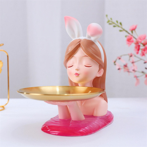 Estatuilla Estatua Bandeja De Almacenamiento Llaves Rosado