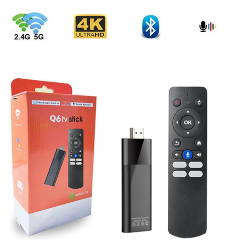 Control De Voz Q6 Tv Stick Allwinner H313 5g Android 10 16 G