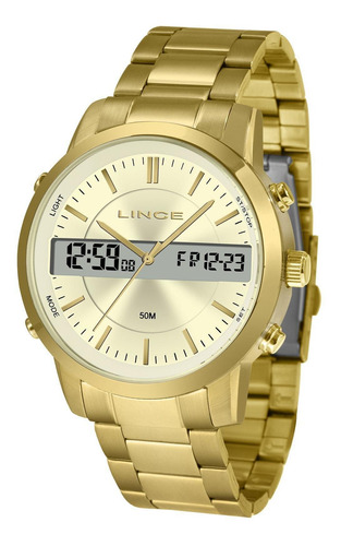 Relógio Lince Masculino Dourado Mag4489s C1kx