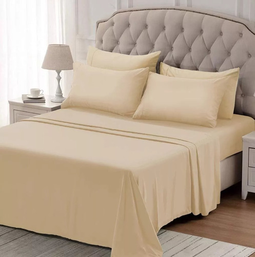 Juego De Sábanas Hotelera Twin Size 600h Una Plaza Y Media Beige