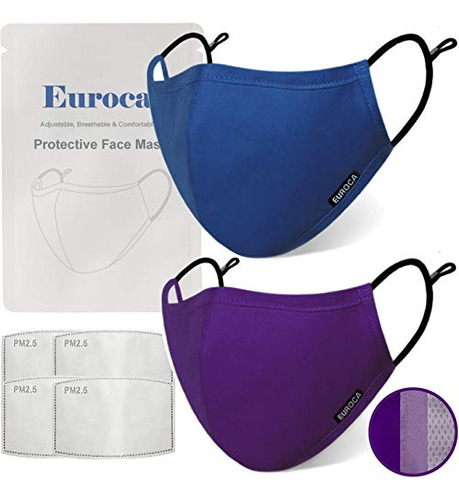 Euroca Mascarilla De Tela De 3 Capas, Lavable, Reutilizable,