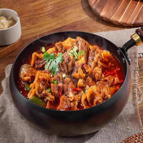 A 9.45 '' Wok De Fondo Plano De Hierro Wok Con Manija De