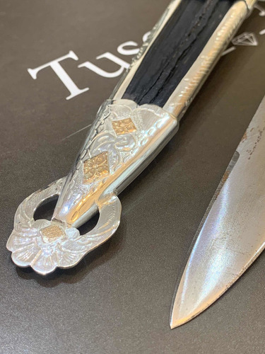 Imagen 4 de 5 de Cuchillo Criollo Completo, En Plata Y Oro. Hoja 16 Cm. Tuset