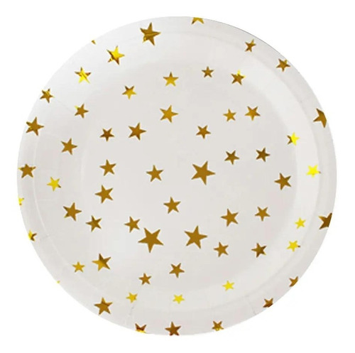 Platos De Cartón 6pcs Estrellas Doradas Celebraciones Belina