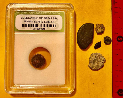 Moneda Romana Antigua Circa 330 + Pedaceria Monedas Romanas (Usado)