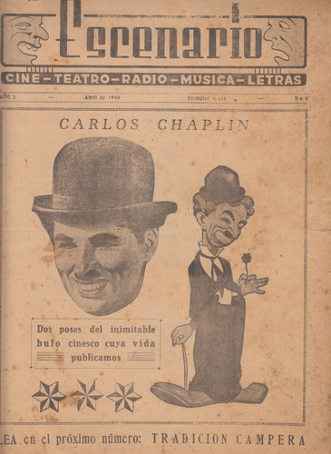 1940 Revista Escenario Nº 4 Uruguay Cine Teatro Radio Musica