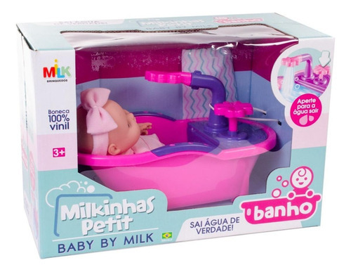 Brincar Boneca Bebê Milkinhas banho