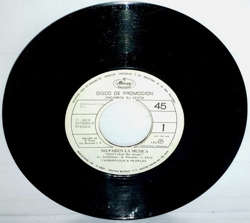 Single 45 Yarbrough & Peoples - Don't Stop The Music 1981