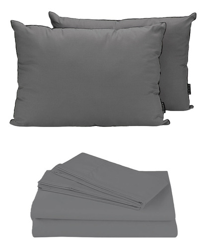 Sabanas + Almohada King Size Dicasa Ultra 2-pack Grey
