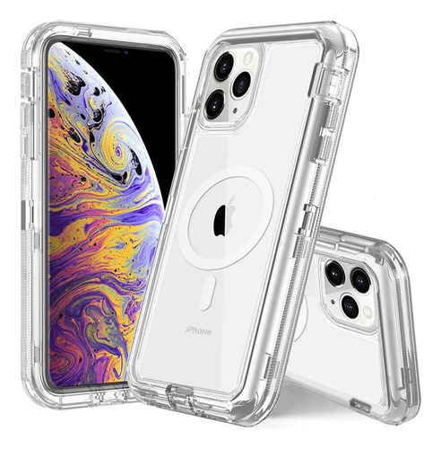 Funda Para Iphone Con Magsafe 360 Uso Rudo 3 En 1 Protector Transparente Iphone 13