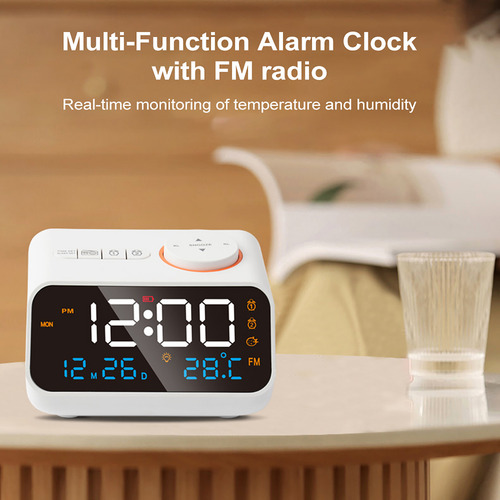 Reloj Despertador Digital Con Pantalla Led, Radio Fm Con Ate