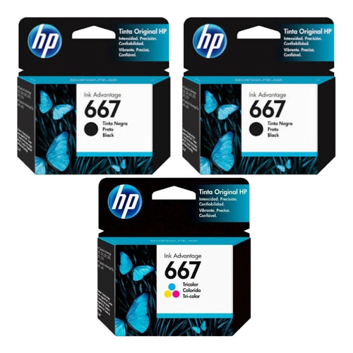 Combo Hp 667 Negro X2 + Color 1275 2374 2375 2376 2775