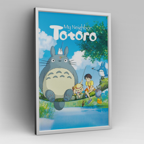 Cuadro Mi Vecino Totoro 40x30 Cm C/ Vidrio Blanco