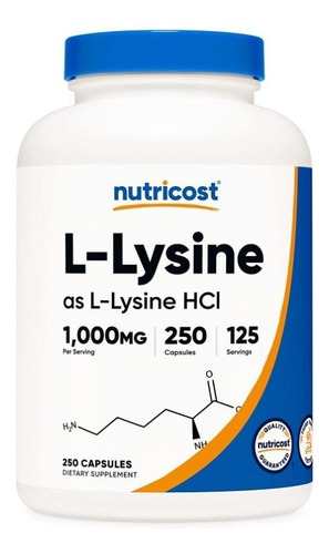 L-lisina Nutricost L-lysine 250 Tabs 1,000mg Aminoacido Esen Sabor Neutro