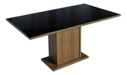 Mesa De Comedor Rectangular Madesa 5275 Tablero Cristal Color de la tapa Negro Color de las patas Marrón