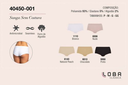 Imagen 8 de 10 de Culotte Sunga Femenino Sin Costuras Importado Loba By Lupo