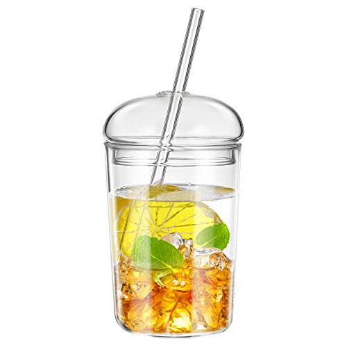 Upkoch Tumbler De Vidrio Con Straw Y Lid 16oz Copas 4slmg