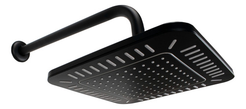 Ducha Quadrada Black Matte Em Abs 21x21 Cm C/ Cano Parede Acabamento Fosco Cor Preto