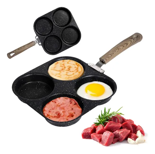 Frigideira 4 Em 1 Panela Antiaderente Ovo Cabo Madeira Prime Preto