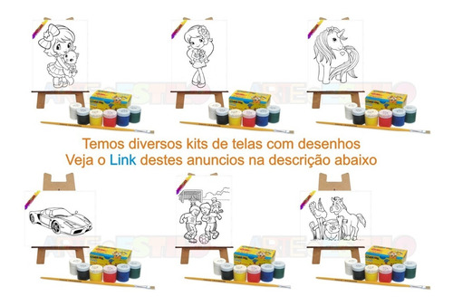 Imagem 4 de 6 de Kit 10 Telas Pintura 20x30 Mini Cavalete 06 Tintas E Pincel