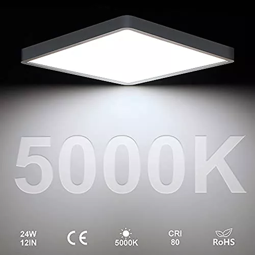 Lámpara de techo LED de montaje empotrado de 12 pulgadas, luz blanca diurna  de 5000 K, 3200 lm, 24 W, lámpara de techo blanca equivalente a 240 W para