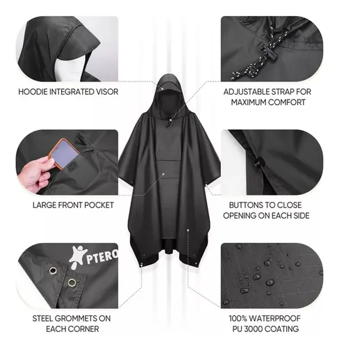 Portátil Capa Impermeable Para Lluvia Tipo Manga Con Capucha