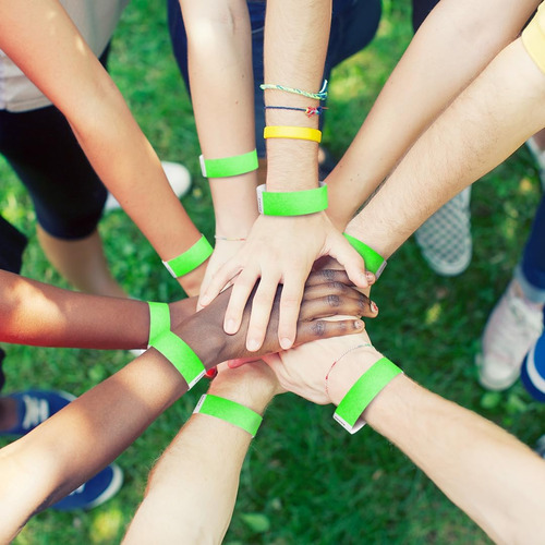Pulseras De Tyvek Verde Neón Eventos 200 Unidades Puls...