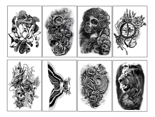 Yazhiji 32 Hojas De Calcomanías Temporales De Tatuajes, 8 Ho