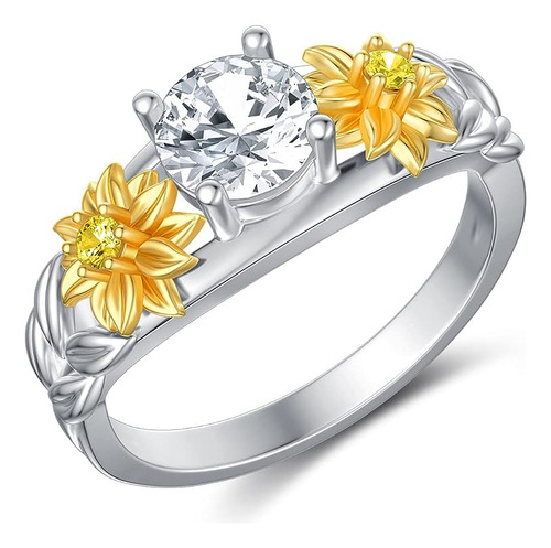 Anillo Girasol Plata Tamaño 6 7 8 9 10 Anillo Joyeria Para M