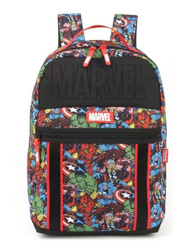 Mochila Juvenil Original Vingadores Marvel Notebook - Preto