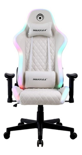 Silla de escritorio MAKKAX Gaming RGB LS2049D gamer ergonómica  blanca con tapizado de cuero sintético