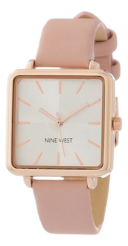 Correa Watch Nine West Para Mujer, Piel Rosa Con Cristal Min