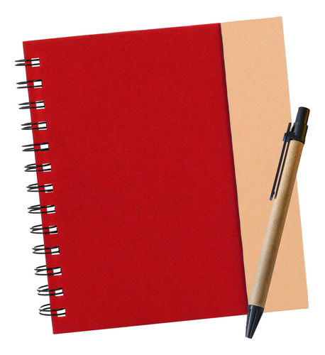 Libreta Ecologica Con Notas Block Boligrafo 70 Hojas Rayadas Color Rojo